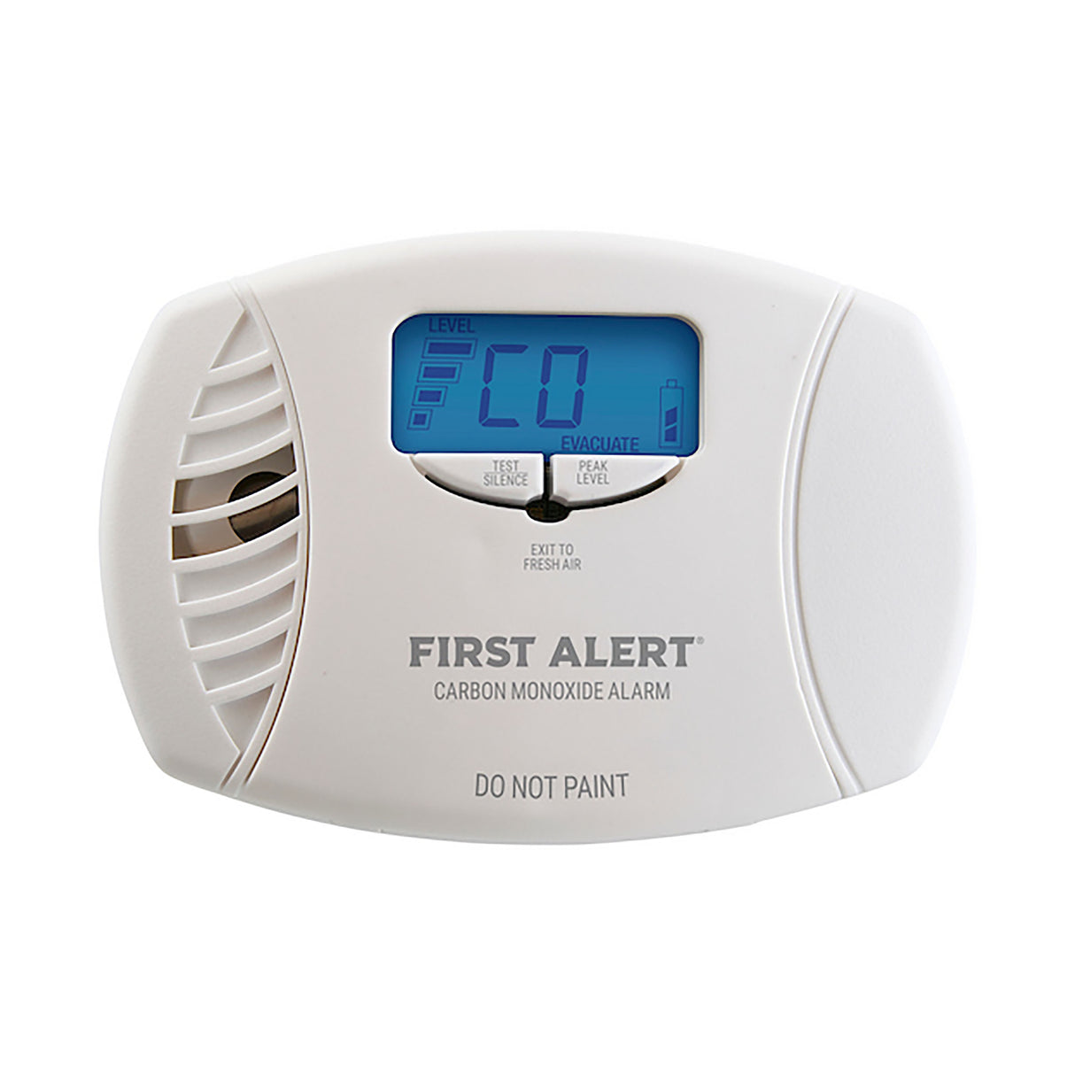 Front facing white CO3-P01D Plug-in CO Alarm with Display