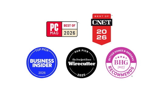 Collection of various award logos from different publications on a white background