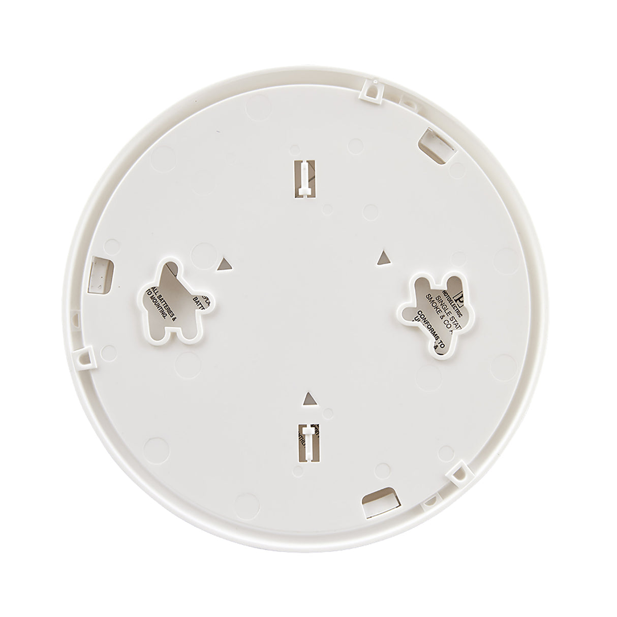 Combo Smoke and CO Alarm back view with mounting plate attached