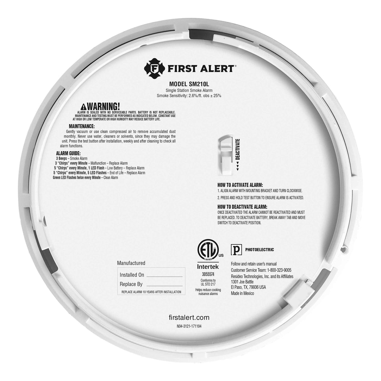 Smoke Alarm back view