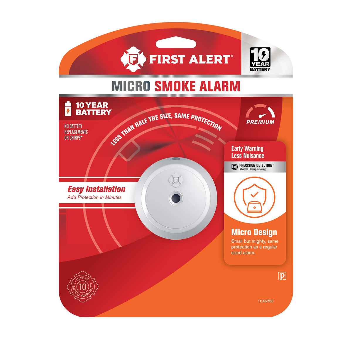 Micro Smoke Alarm Front View in package