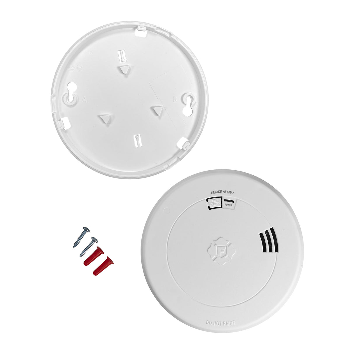 Smoke Alarm with mounting plate, screws and anchors