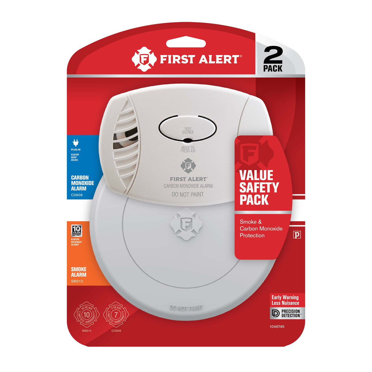 10-Year Battery Smoke Alarm and Plug-In CO Alarm Value Pack