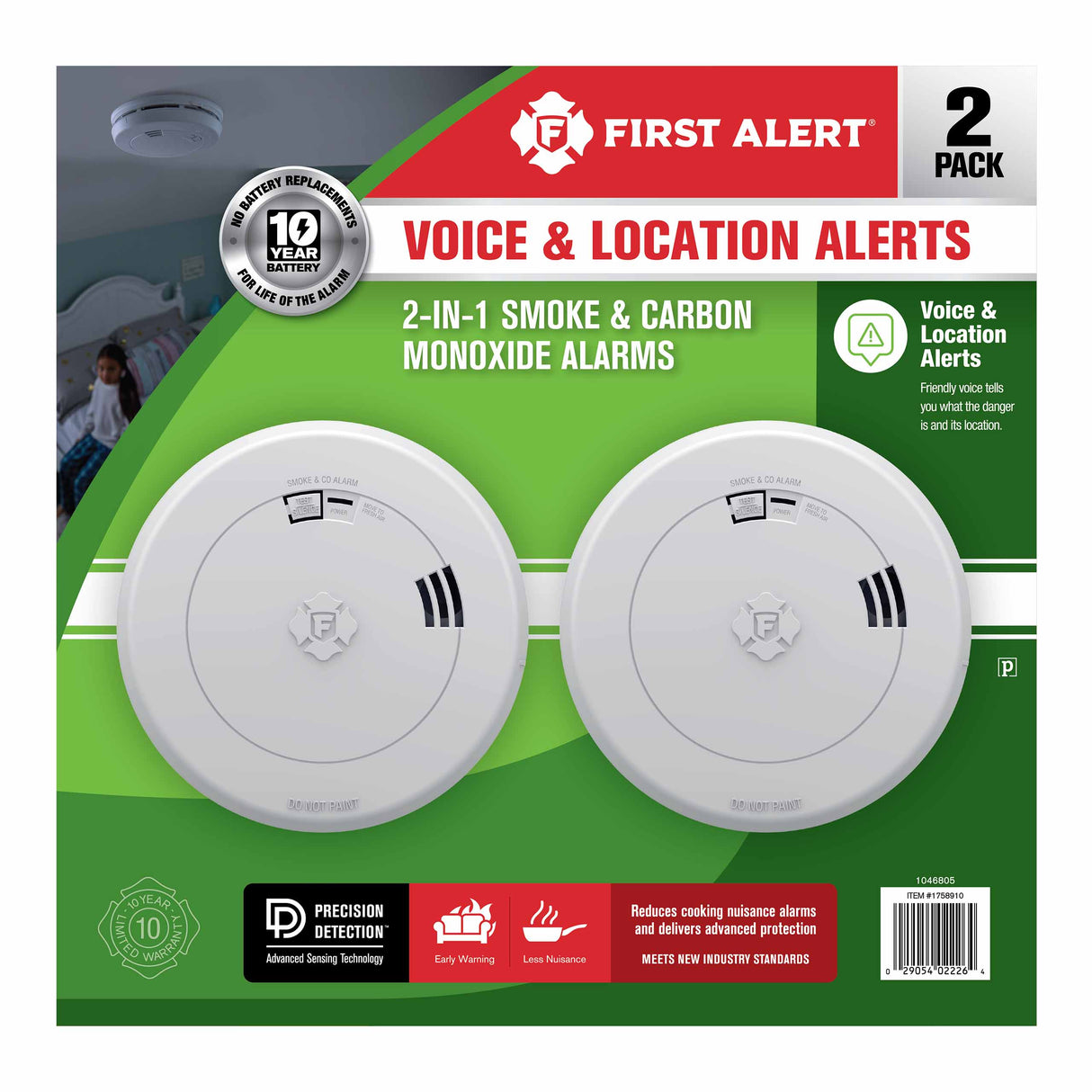 10-Year Battery 2-in-1 Smoke and CO Alarm with Voice Alerts