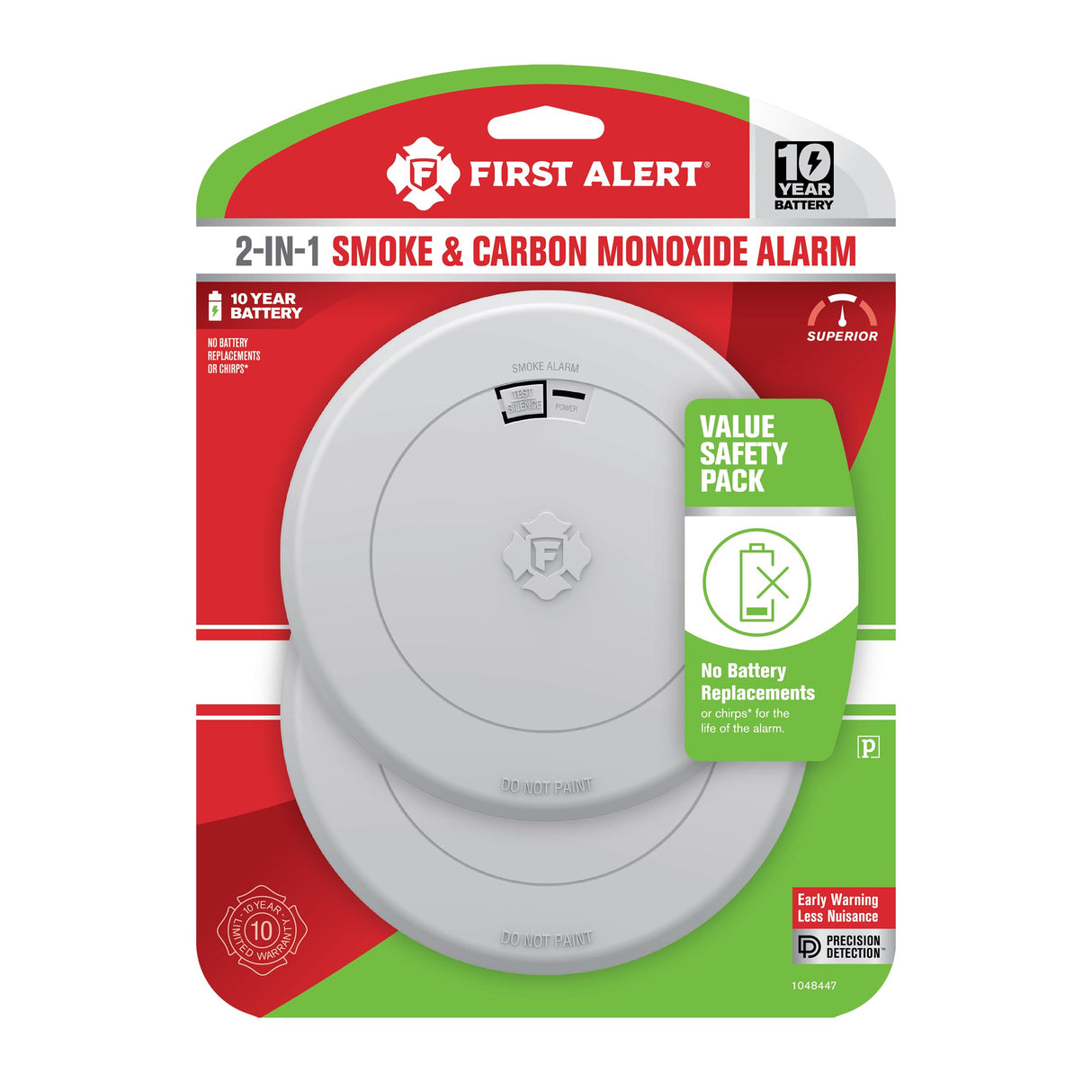 10-Year Battery 2-in-1 Smoke and CO Alarm with Slim Profile Design