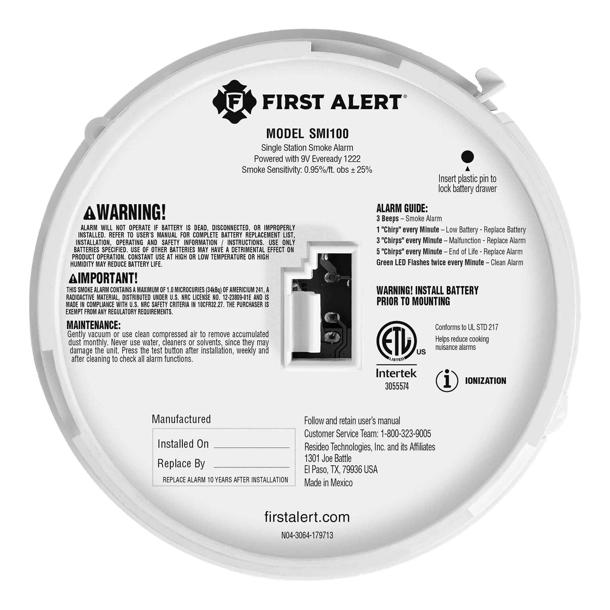 Smoke Alarm back view