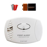Front facing white CO3-B01 CO Alarm with assessories