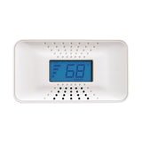 Front facing white CO5-B10D 10 yr Battery CO Alarm with temperature display in fahrenheit