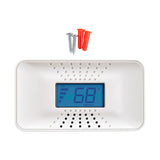Front Facing white CO5-B10D 10 yr Battery CO Alarm with temp display fahrenheit and accessories