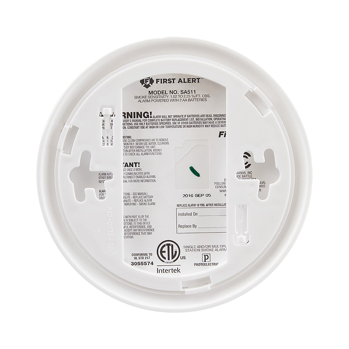 SA511B Interconnected Wireless Smoke Alarm with Voice Location - Back