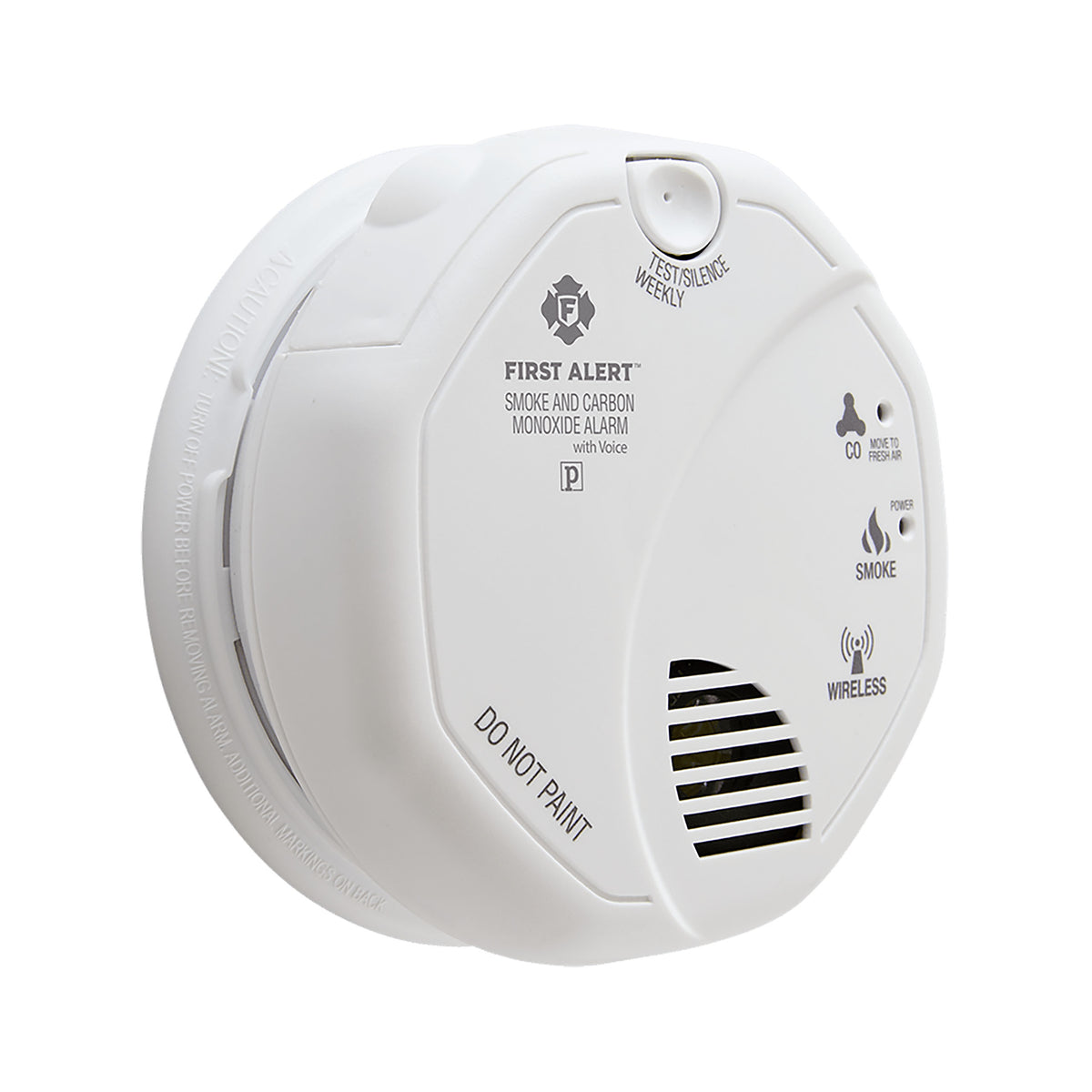 SCO500 Wireless Interconnected Combo Smoke and CO Alarm with Voice Alerts - At an Angle