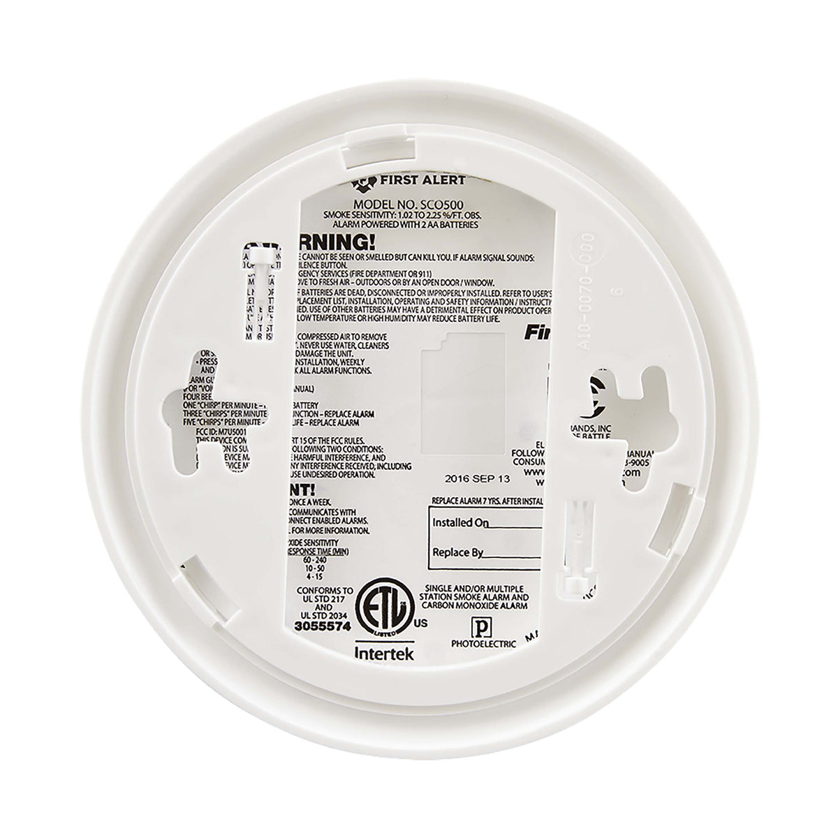SCO500 Wireless Interconnected Combo Smoke and CO Alarm with Voice Alerts - Back