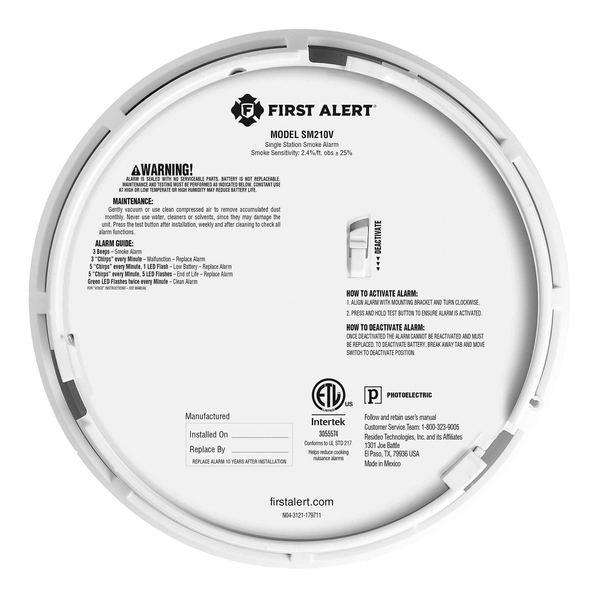 Smoke Alarm back view