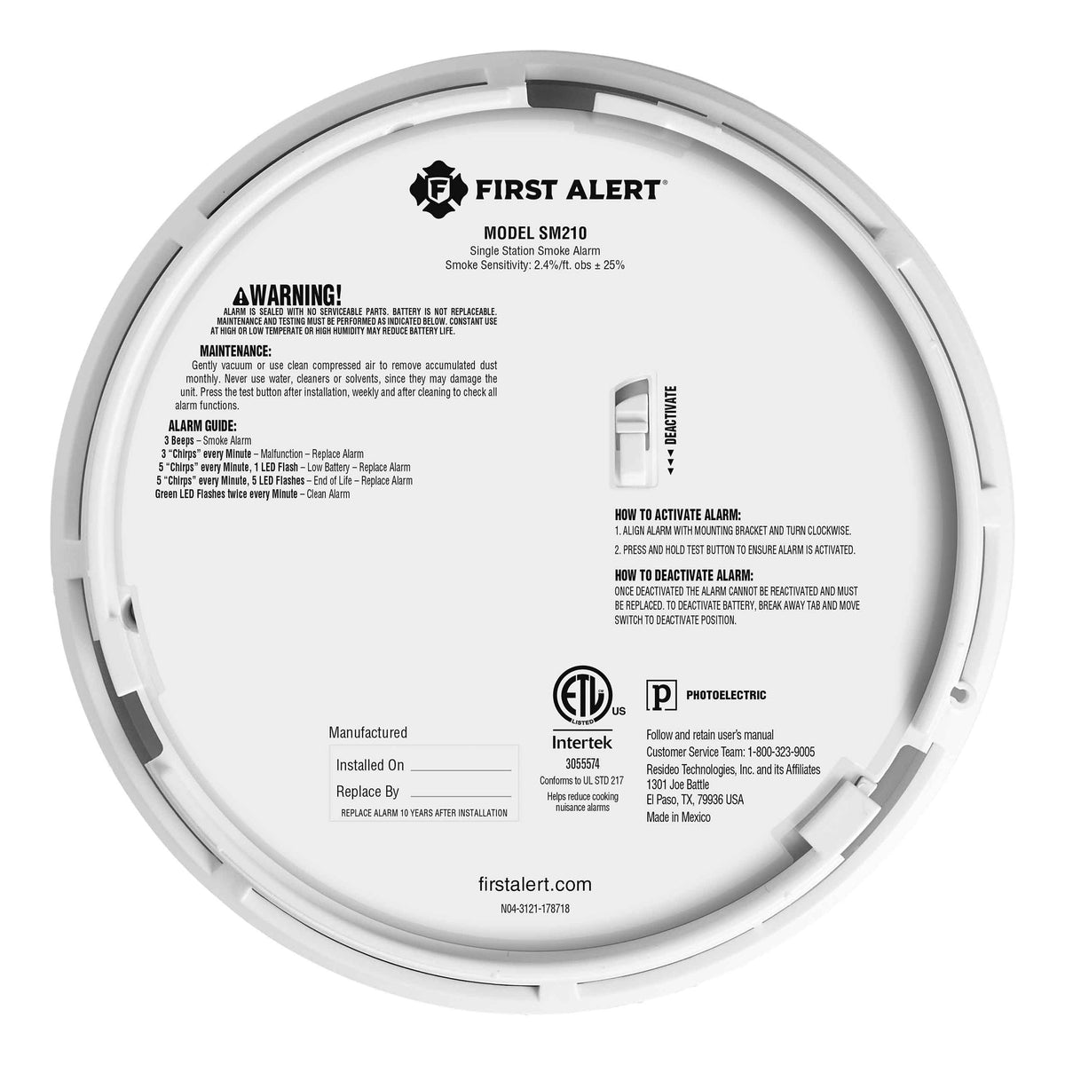 Smoke Alarm back view