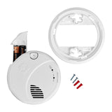 SkuImg;1048446;SMCO500V_c5-6.jpg; Smoke and CO Alarm with mounting plate, showing battery, anchors, and screws