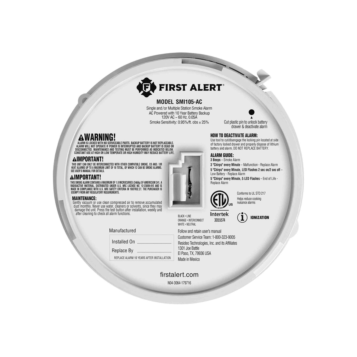 Smoke Alarm back view