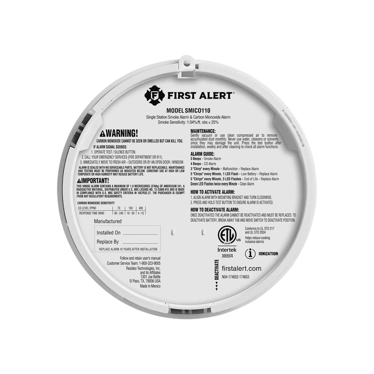 10-Year Battery 2-in-1 Smoke and Carbon Monoxide Alarm